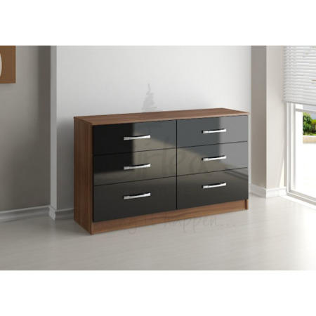 Birlea Furniture Lynx & 6 Drawer Chest in black/walnut