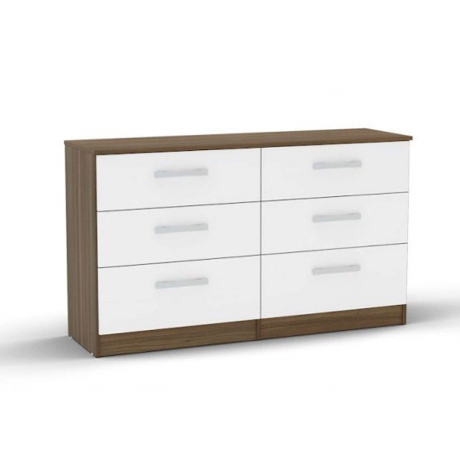 Birlea Furniture Lynx & 6 Drawer Chest in walnut/white