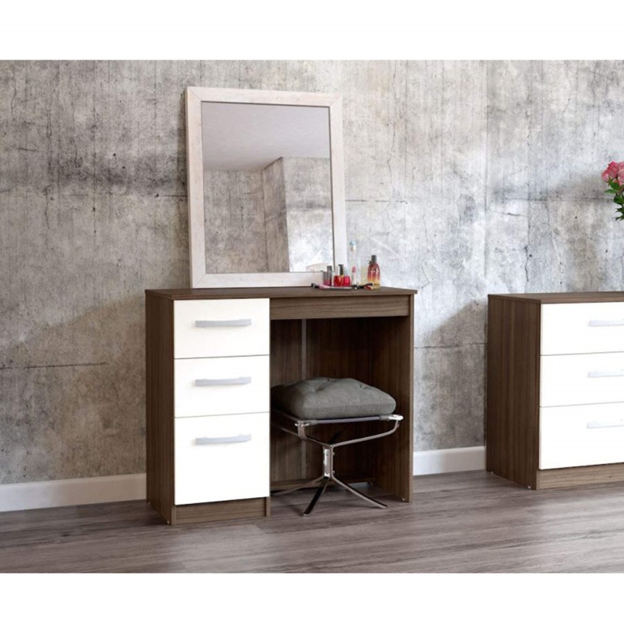 Birlea Furniture Lynx & 3 Drawer Dressing Table in walnut/white