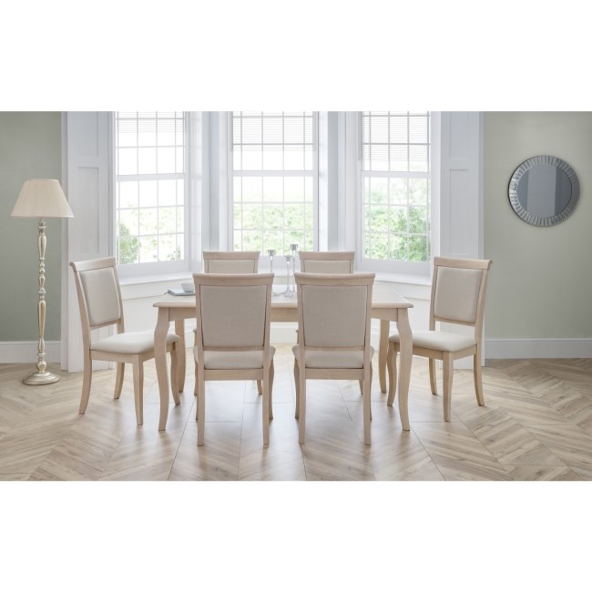 French Dining Set with 6 Chairs in Pale Oak & Linen - Lyon Julain Bowen