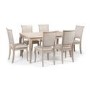 French Dining Set with 6 Chairs in Pale Oak & Linen - Lyon Julain Bowen