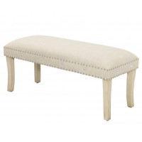 LPD Lyon Upholstered Beige Stud Detail Bench 