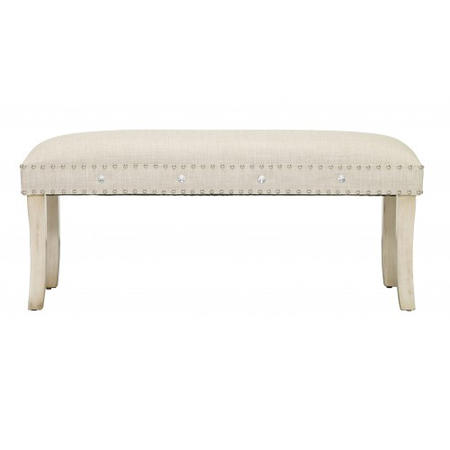 LPD Lyon Upholstered Beige Stud Detail Bench 