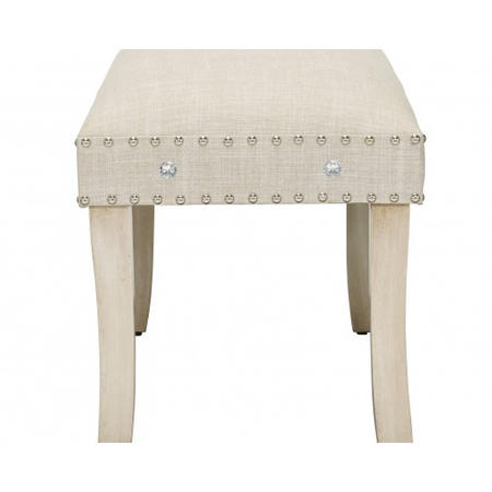 LPD Lyon Upholstered Beige Stud Detail Bench 