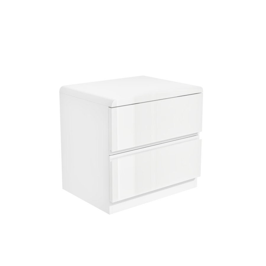 GRADE A1 - White Gloss 2 Drawer Bedside Table - Lyra
