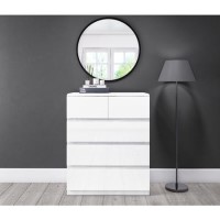 GRADE A1 - Lyra White Gloss Chest of Drawers - 5 Drawer Chest