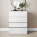 LYR002 White High Gloss Chest of 5 Drawers - Lyra