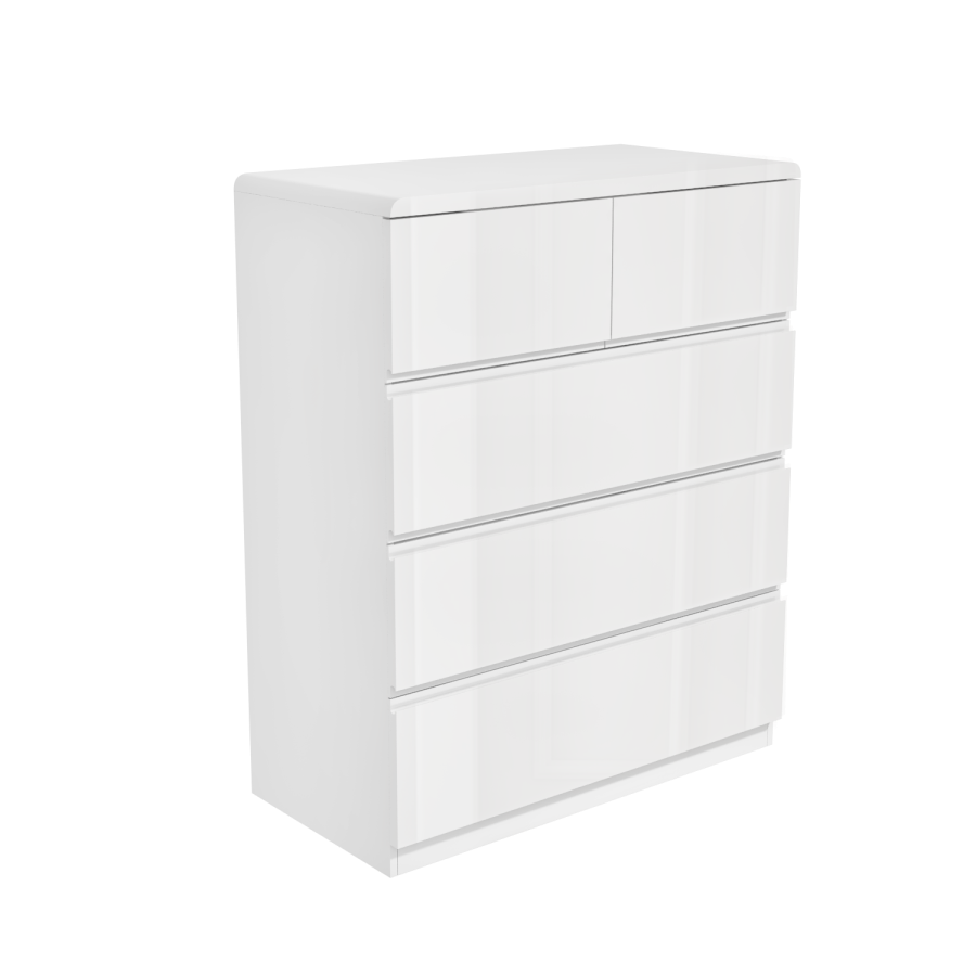 GRADE A1 - Lyra White Gloss Chest of Drawers - 5 Drawer Chest