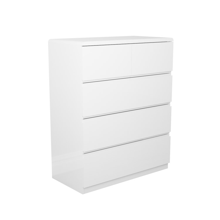 White High Gloss Chest of 5 Drawers - Lyra