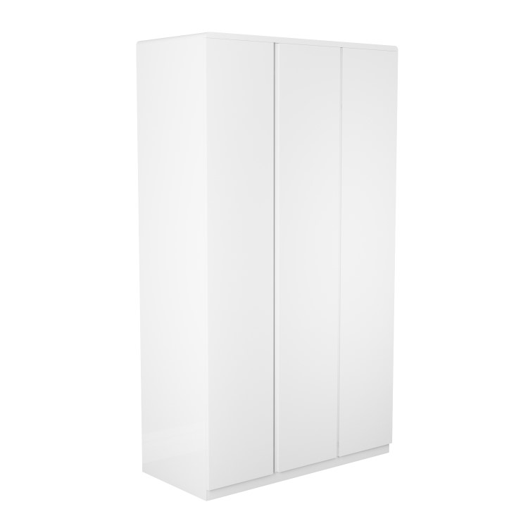 Tall White High Gloss 3 Door Triple Wardrobe - Lyra