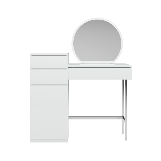 White Gloss Dressing Table with Mirror and Storage Drawer - Lyra