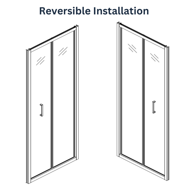 Chrome 800mm Bi-Fold Shower Door 4mm Glass - Lyra