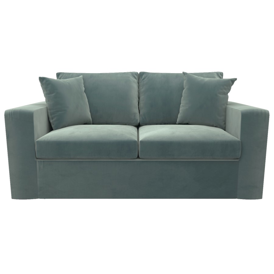 2 Seater Pull-Out Sofa Bed in Teal Green Velvet - Layton