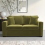 GRADE A2 - Olive Green Velvet Pull Out Sofa Bed - Seats 2 - Layton
