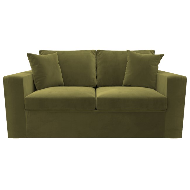 Olive Green Velvet Pull Out Sofa Bed - Seats 2 - Layton