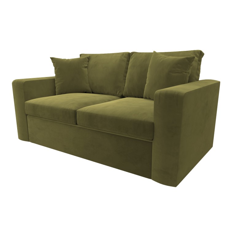 Olive Green Velvet Pull Out Sofa Bed - Seats 2 - Layton