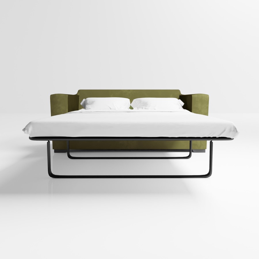 GRADE A2 - Olive Green 2 Seater Sofa Bed - Layton
