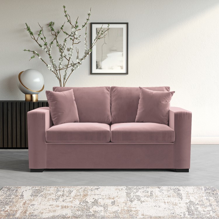 GRADE A2 - 2 Seater Pull Out Sofa Bed in Blush Pink - Layton