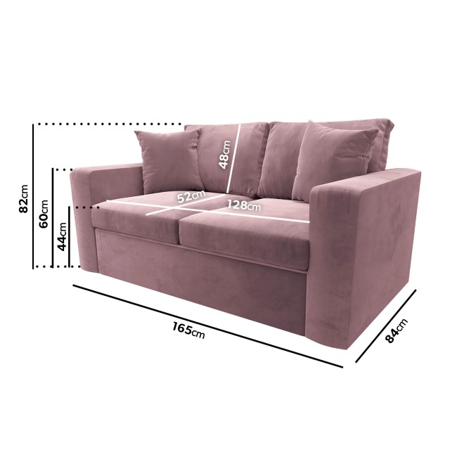 Pink Velvet Pull Out Sofa Bed - Seats 2 - Layton