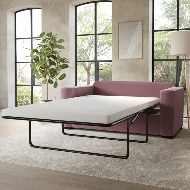 Pink Velvet Pull Out Sofa Bed - Seats 2 - Layton