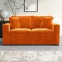 GRADE A2 - Orange Velvet 2 Seater Sofa Bed - Layton