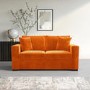 GRADE A2 - Orange Velvet 2 Seater Sofa Bed - Layton