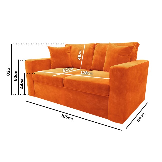 ALMOST PERFECT - Orange Velvet Pull Out Sofa Bed - Seats 2 - Layton