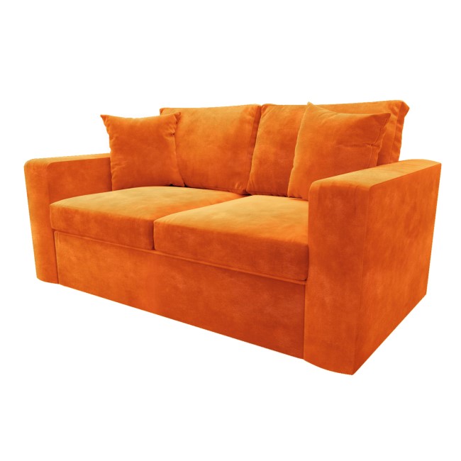 ALMOST PERFECT - Orange Velvet Pull Out Sofa Bed - Seats 2 - Layton