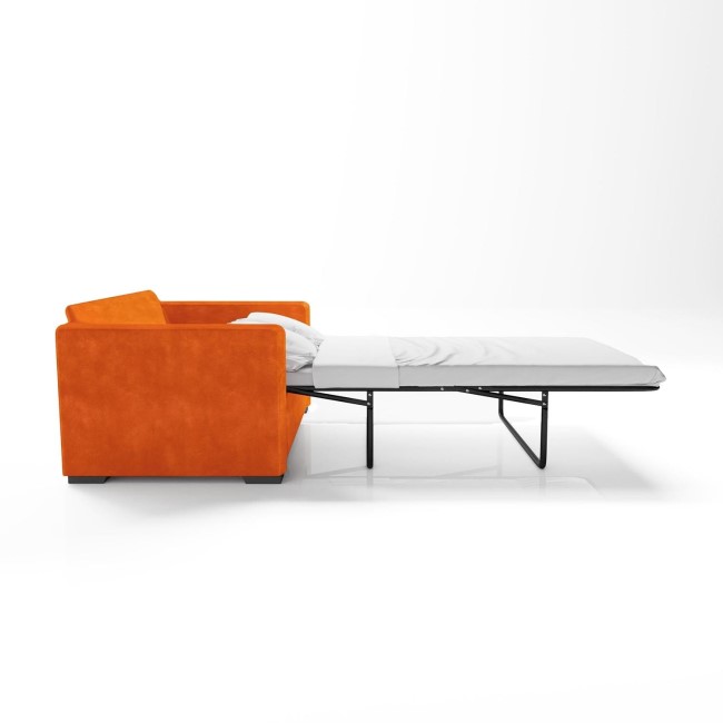 ALMOST PERFECT - Orange Velvet Pull Out Sofa Bed - Seats 2 - Layton