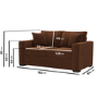 2 Seater Pull-Out Sofa  Bed in Deep Rust Chenille - Layton