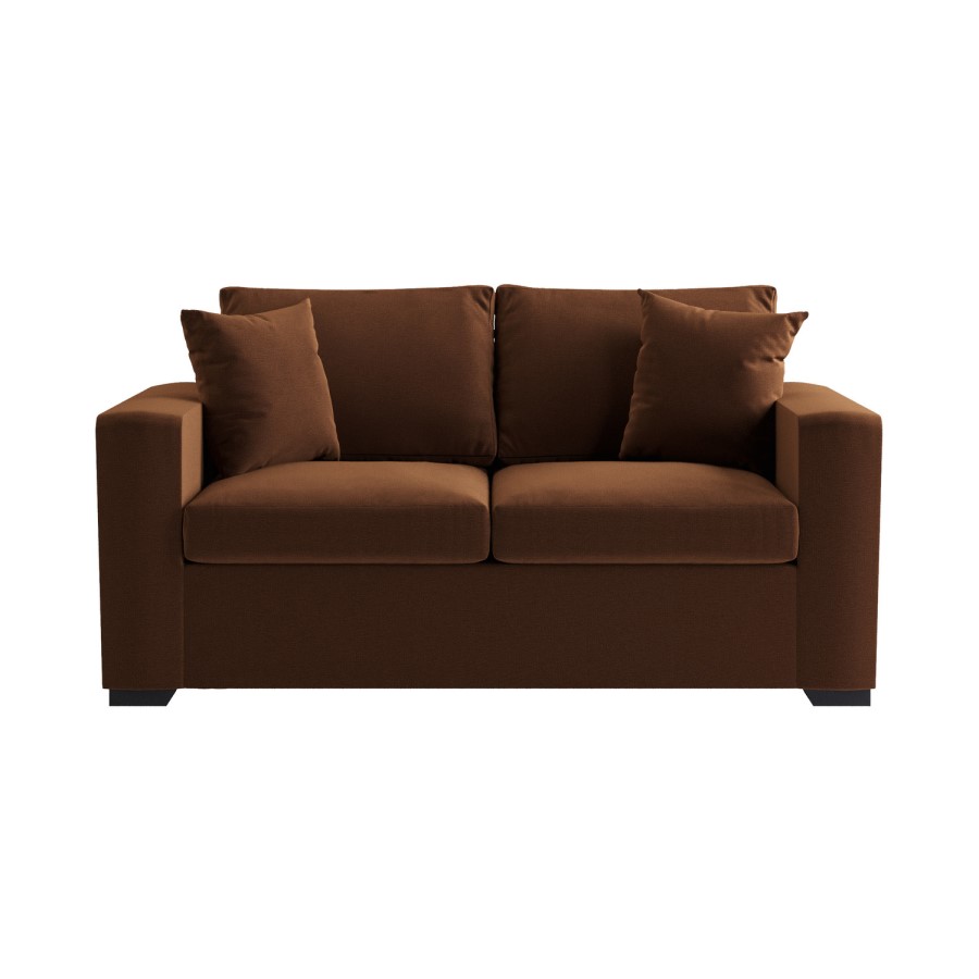 2 Seater Pull-Out Sofa  Bed in Deep Rust Chenille - Layton