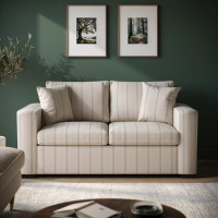 2 Seater Pull-Out Sofa Bed in Blue Stripe Chenille - Layton 