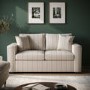 2 Seater Pull-Out Sofa Bed in Blue Stripe Chenille - Layton 