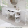 White and Gold Large Dressing Table with Storage Drawer and Shelves - Lily
