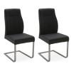 Luciana Grey Leather Pair of Dining Chairs with Metal Base