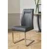 Luciana Grey Leather Pair of Dining Chairs with Metal Base