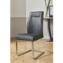 Luciana Grey Leather Pair of Dining Chairs with Metal Base