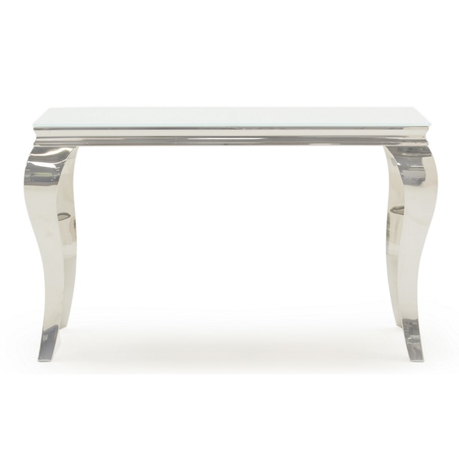 Louis Mirrored Console Table in White - By Vida Living