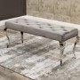 GRADE A1 - Grey Velvet Dining Bench with Button Quilting - Louis