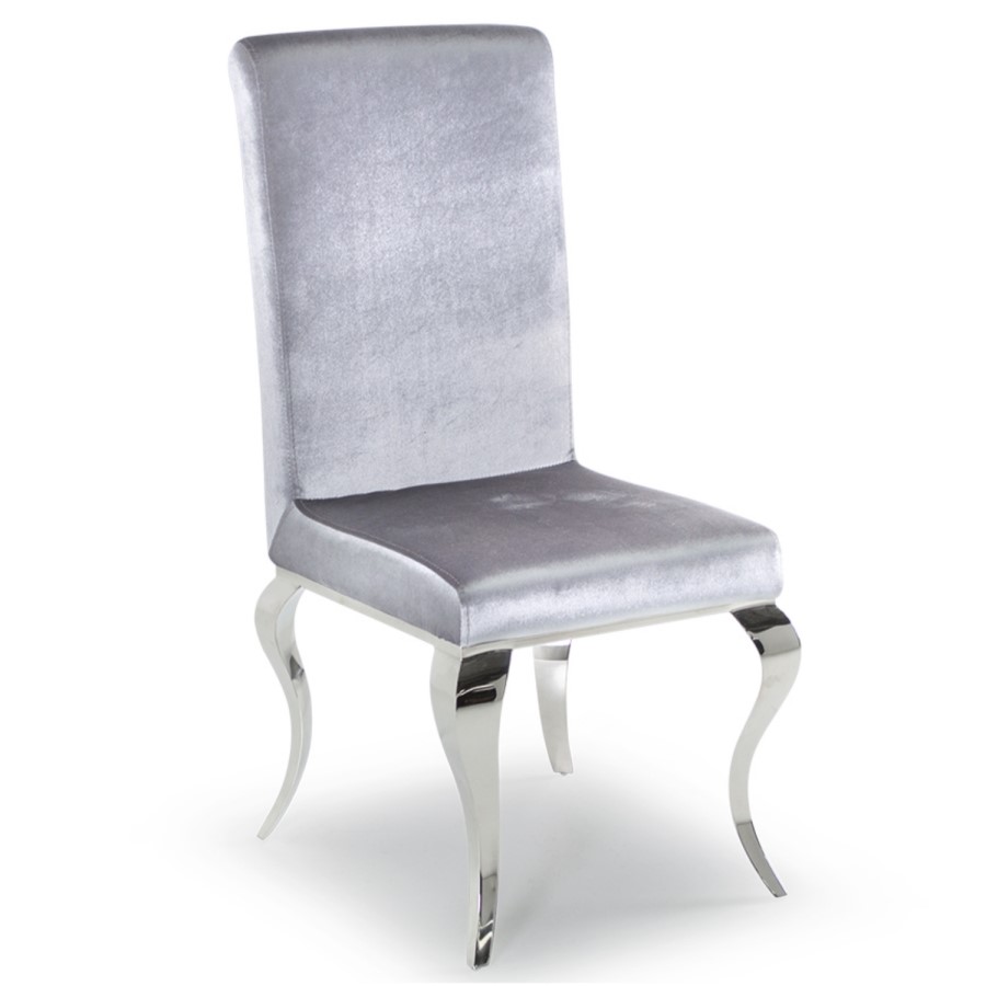 GRADE A1 - Pair of Louis Silver Dining Chairs with Mirrored Legs
