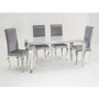GRADE A1 - Louis Mirrored Dining Chairs - Silver/Velvet - Pair of Chairs