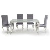 GRADE A1 - Louis Pair of Silver Velvet Dining Chairs with Mirrored Legs- By Vida Living