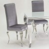 GRADE A1 - Louis Pair of Silver Velvet Dining Chairs with Mirrored Legs- By Vida Living