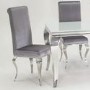 GRADE A1 - Louis Pair of Silver Velvet Dining Chairs with Mirrored Legs- By Vida Living