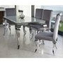 GRADE A1 - Louis Pair of Silver Velvet Dining Chairs with Mirrored Legs- By Vida Living