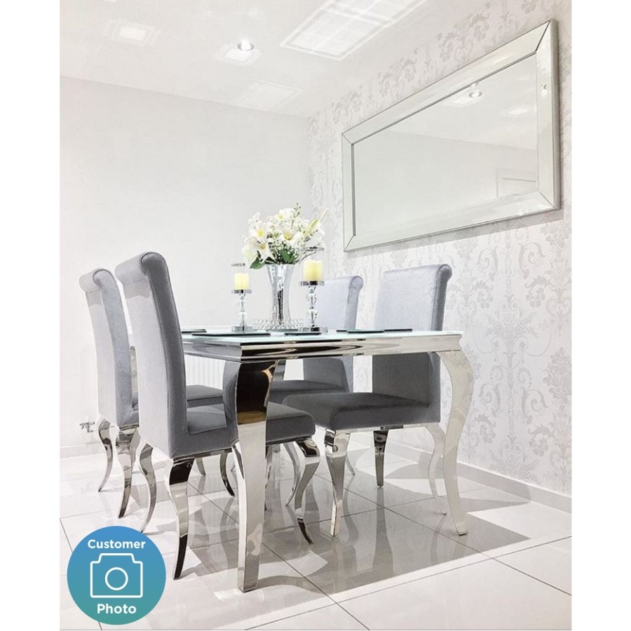 GRADE A1 - Pair of Louis Silver Dining Chairs with Mirrored Legs