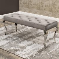 Louis Large Grey Velvet Dining Bench 170cm - Vida Living
