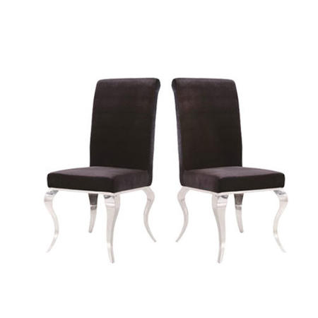 GRADE A1 - Louis Pair of Black Velvet Dining Chairs -Vida Living