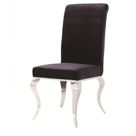 GRADE A1 - Louis Pair of Black Velvet Dining Chairs -Vida Living