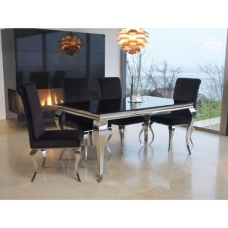 GRADE A1 - Louis Pair of Black Velvet Dining Chairs -Vida Living